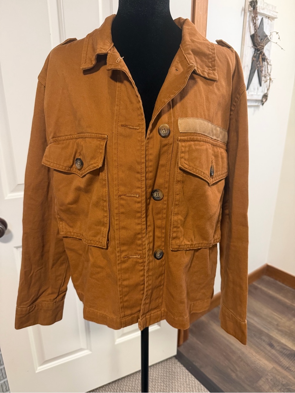 Lulus Rust Utility Jacket | Button Front | Lightweight | Size Small